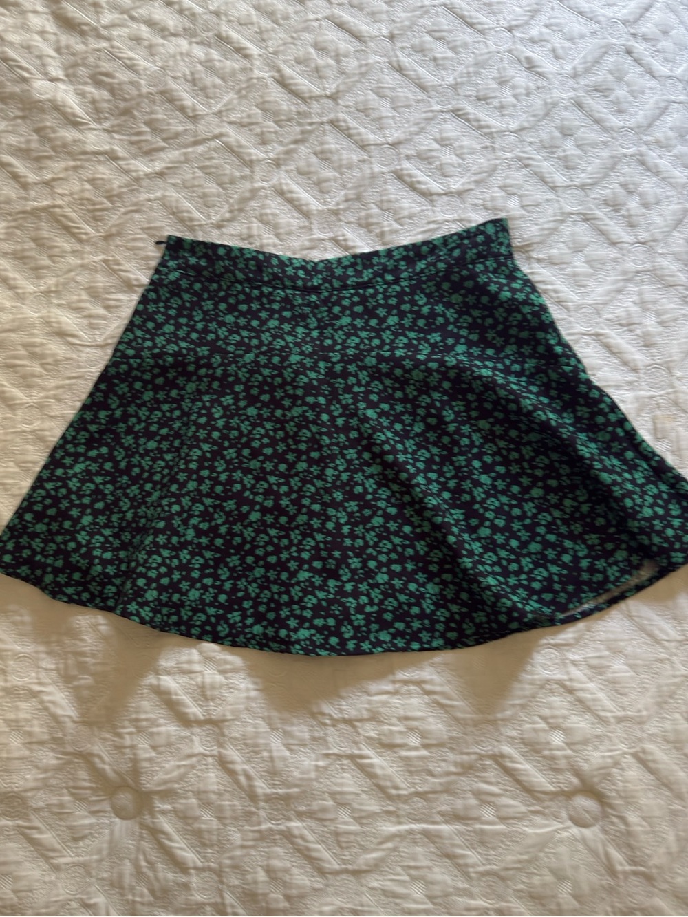 Zara Black Skater Mini Skort with Green Floral Print
